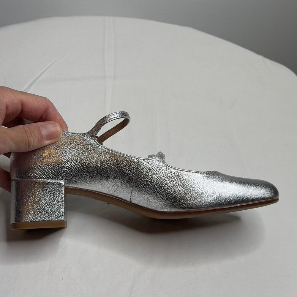 Madewell Silver Metallic Mary Jane Block Heel Pumps - Picture 9 of 11